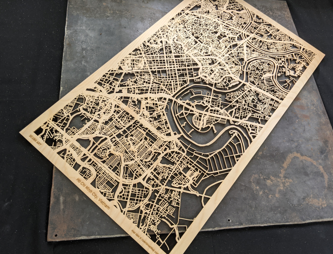 laser cut map of Ho Chi Minh City silvan art sylvan art silvanart sylvanart silvan maps sylvan maps silvanmaps sylvanmaps