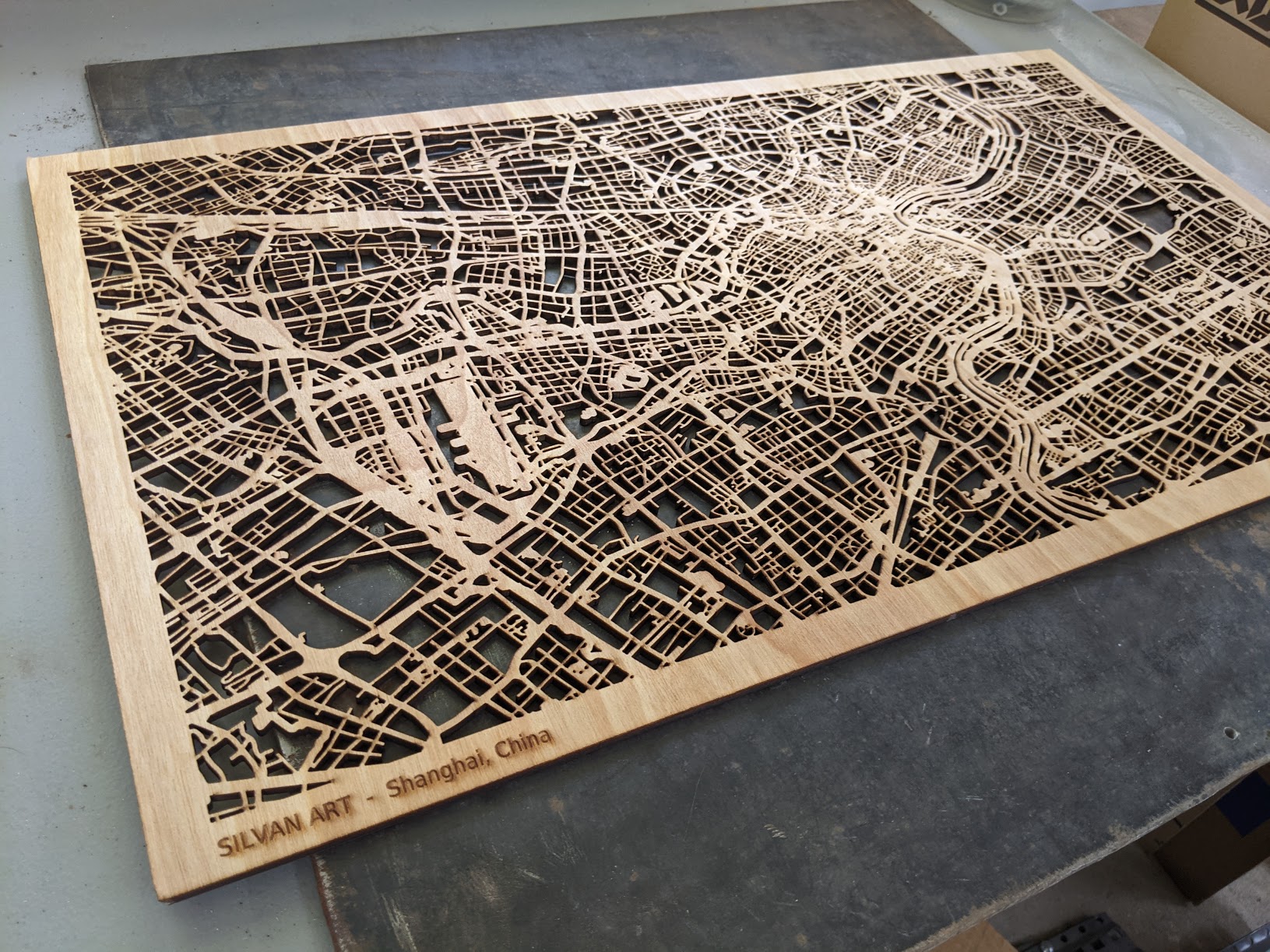 laser cut map of Shanghai, China silvan art sylvan art silvanart sylvanart silvan maps sylvan maps silvanmaps sylvanmaps